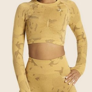 GYMSHARK 2-PC Set-Camo Seamless Leggings and Crop Top Set